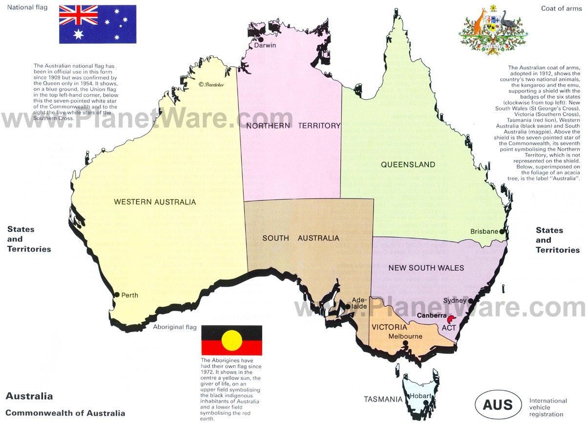 Australia - Stati e Territori Mappa
